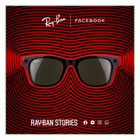 Black Ray Ban sunglasses on a red background